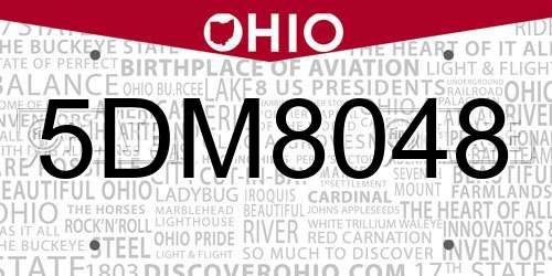 5DM8048 Ohio License Plate