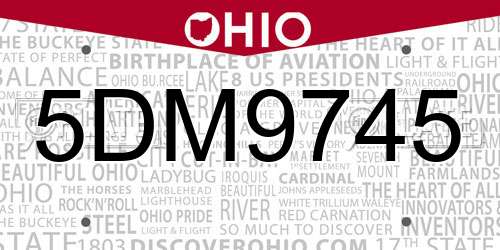 5DM9745 Ohio License Plate