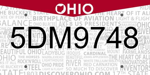 5DM9748 Ohio License Plate