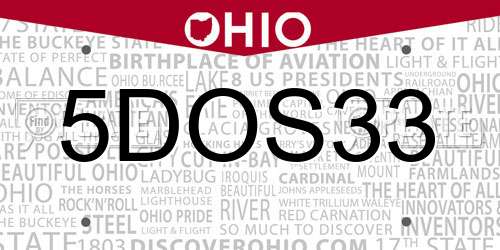 5DOS33 Ohio License Plate