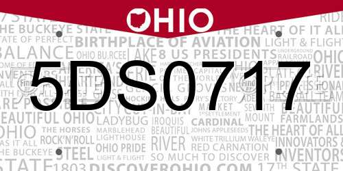 5DS0717 Ohio License Plate
