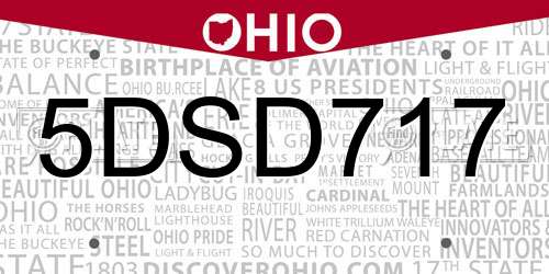 5DSD717 Ohio License Plate