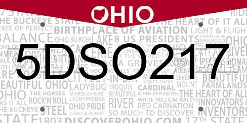 5DSO217 Ohio License Plate