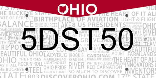5DST50 Ohio License Plate