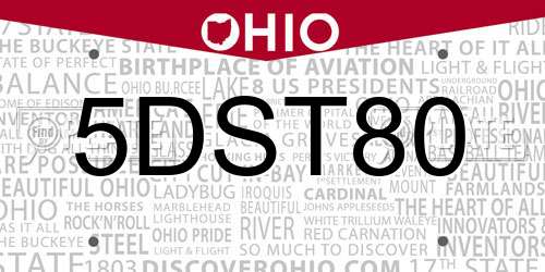 5DST80 Ohio License Plate