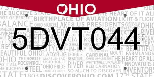 5DVT044 Ohio License Plate