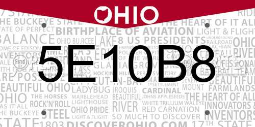 5E10B8 Ohio License Plate