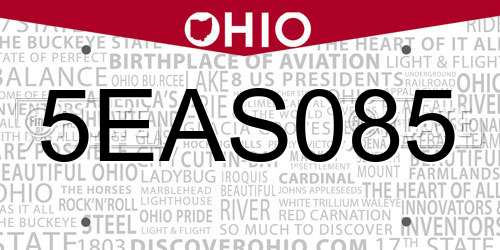 5EAS085 Ohio License Plate