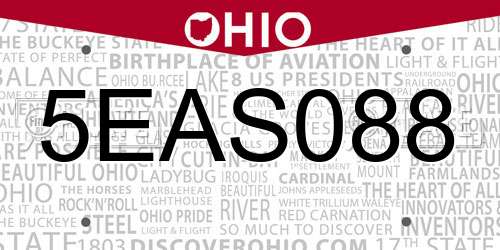 5EAS088 Ohio License Plate