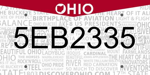 5EB2335 Ohio License Plate