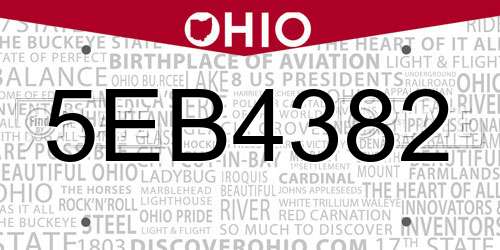 5EB4382 Ohio License Plate