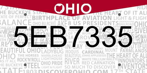 5EB7335 Ohio License Plate