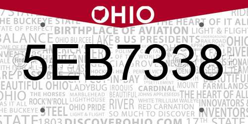 5EB7338 Ohio License Plate