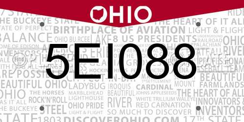 5EI088 Ohio License Plate