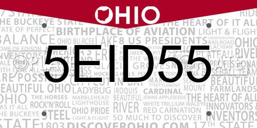 5EID55 Ohio License Plate