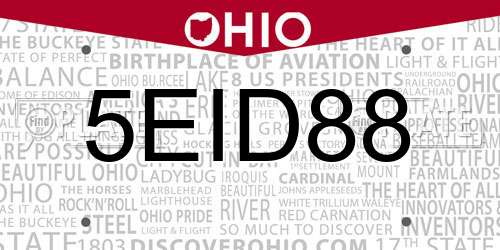 5EID88 Ohio License Plate