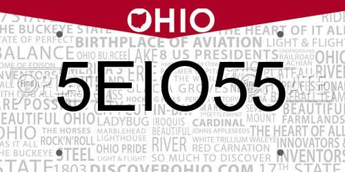 5EIO55 Ohio License Plate