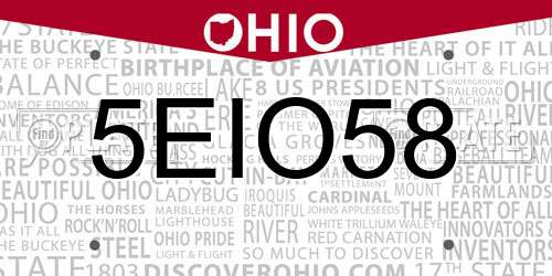 5EIO58 Ohio License Plate