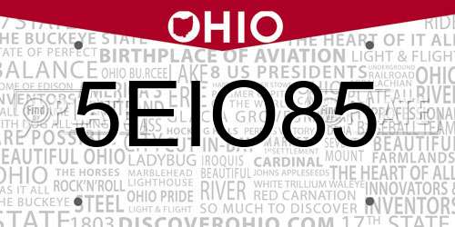 5EIO85 Ohio License Plate