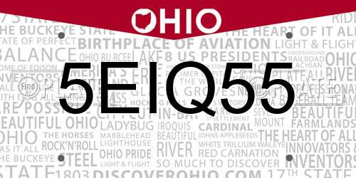 5EIQ55 Ohio License Plate