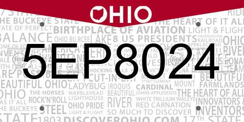 5EP8024 Ohio License Plate