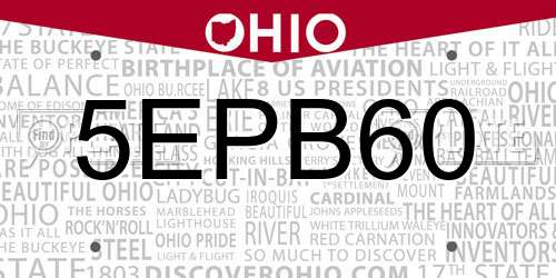 5EPB60 Ohio License Plate