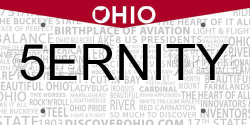 5ERNITY Ohio License Plate