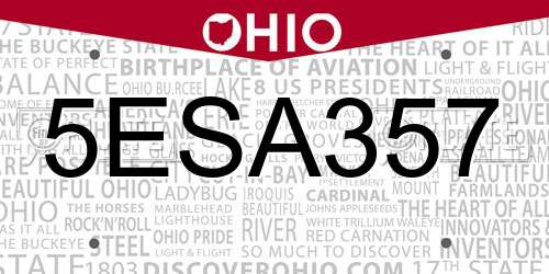 5ESA357 Ohio License Plate