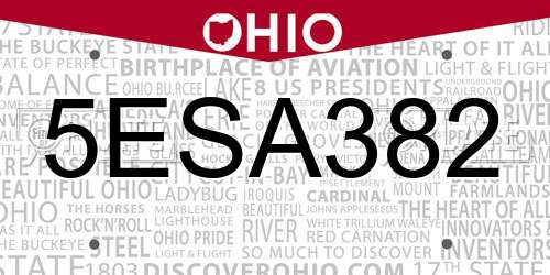5ESA382 Ohio License Plate