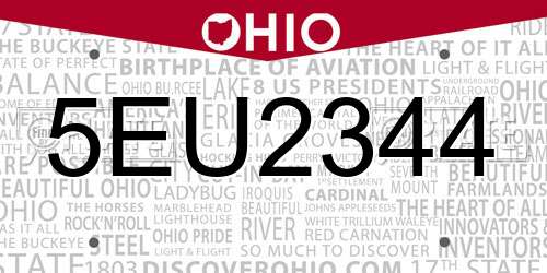 5EU2344 Ohio License Plate