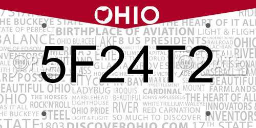 5F24T2 Ohio License Plate