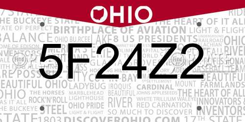 5F24Z2 Ohio License Plate