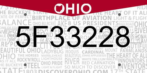 5F33228 Ohio License Plate