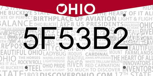 5F53B2 Ohio License Plate