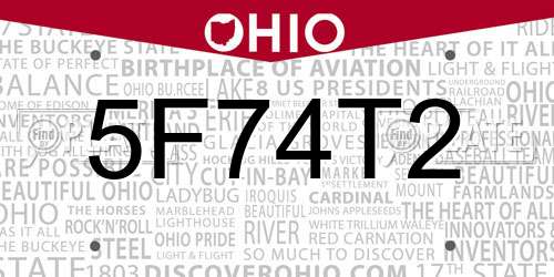 5F74T2 Ohio License Plate