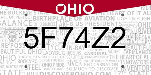 5F74Z2 Ohio License Plate
