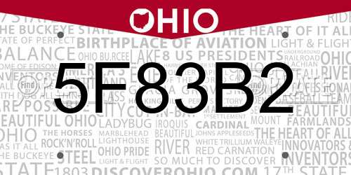 5F83B2 Ohio License Plate