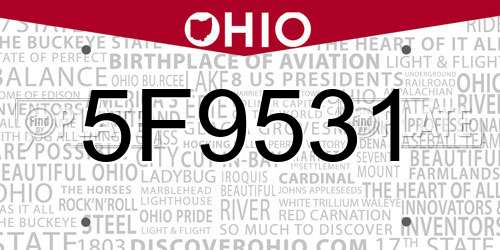5F9531 Ohio License Plate