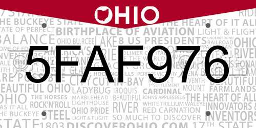 5FAF976 Ohio License Plate