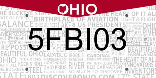 5FBI03 Ohio License Plate
