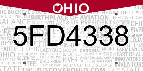 5FD4338 Ohio License Plate