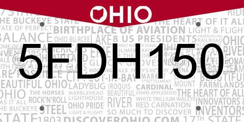 5FDH150 Ohio License Plate