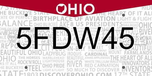 5FDW45 Ohio License Plate