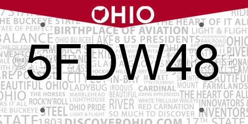 5FDW48 Ohio License Plate