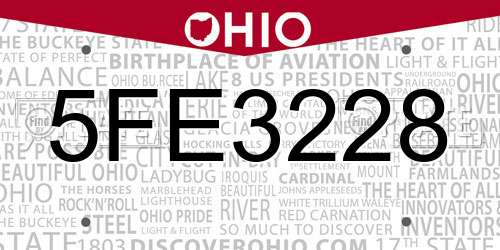 5FE3228 Ohio License Plate