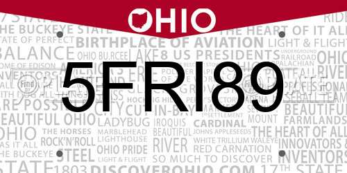 5FRI89 Ohio License Plate