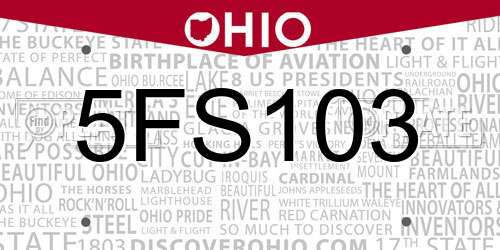 5FS103 Ohio License Plate
