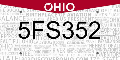 5FS352 Ohio License Plate