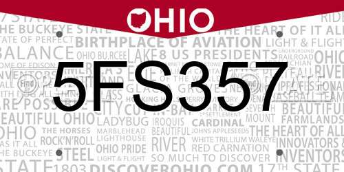 5FS357 Ohio License Plate