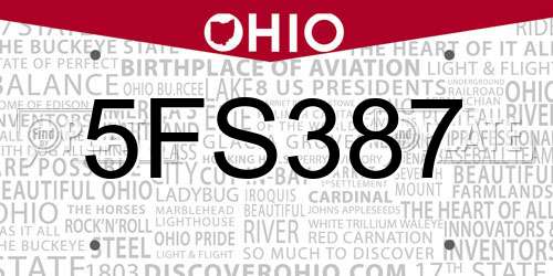 5FS387 Ohio License Plate